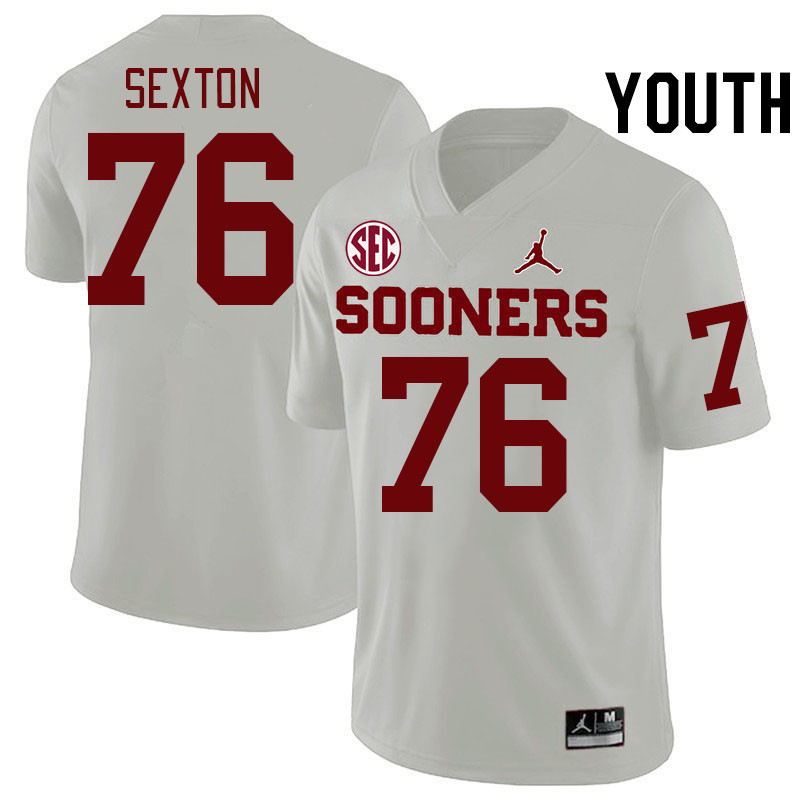 Youth #76 Jacob Sexton Oklahoma Sooners 2024 SEC Conference College Football Jerseys-White